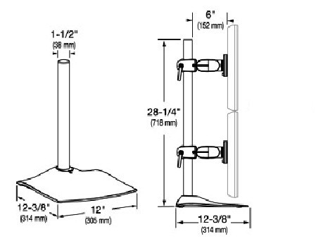 DS100 Dual Desk Stand Vertical 
