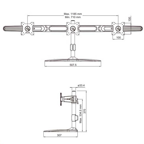 Aavara Triple Monitor Stand  