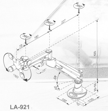 Phoenix LA-921 LCD Monitor Arm - Bolt Through Grommet Type
