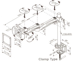 Sagitta LA-51-1 LCD Monitor Arm - Clamp on